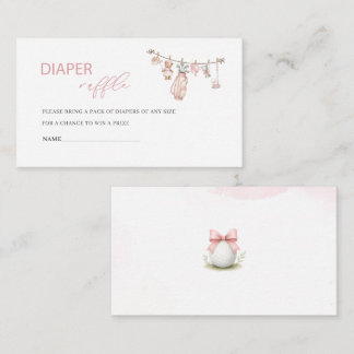 Watercolor Preppy Golf Girl baby shower diaper r Enclosure Card