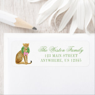Watercolor Preppy Leopard Christmas Address