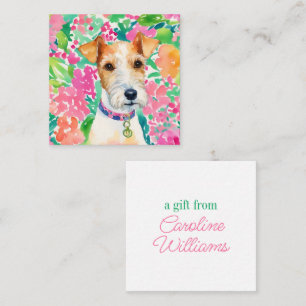 Watercolor Preppy Palm Beach Fox Terrier Dog Gift Card
