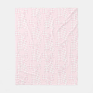 Watercolor Preppy Pink Gingham Bow  Fleece Blanket