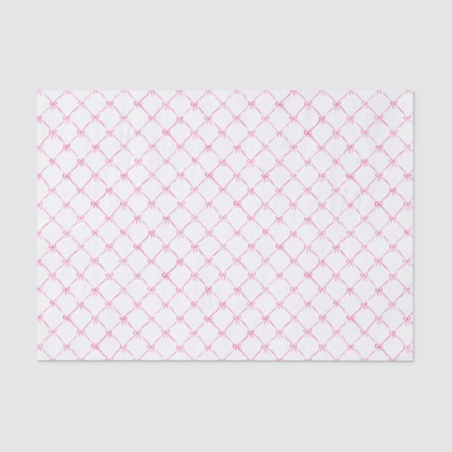 Watercolor Preppy Pink Ribbon Bow Pattern Tissue Paper (Front)
