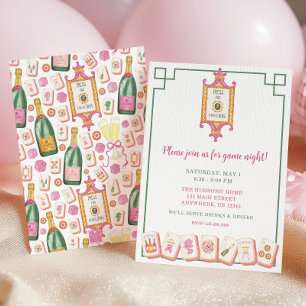 Watercolor Press for Mahjong Champagne Party Invitation