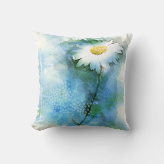 Watercolor Pretty Daisy Cushion (Front)