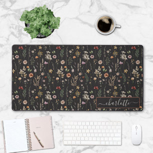 Watercolor Pretty Floral Wild flowers Pattern Desk Mat
