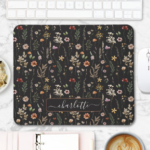 Watercolor Pretty Floral Wild flowers Pattern Mouse Mat
