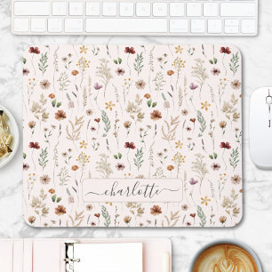 Watercolor Pretty Floral Wild flowers Pattern Mouse Mat