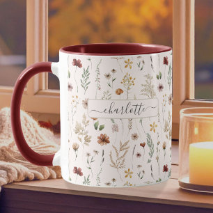 Watercolor Pretty Floral Wild flowers Pattern Mug