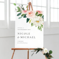 Watercolor Pretty Garden Flowers Engagement Party