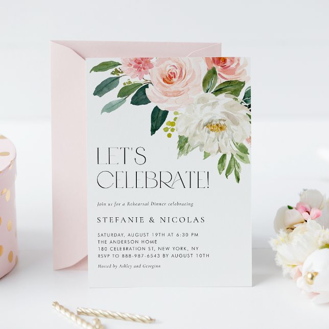 Watercolor Pretty Garden Flowers Rehearsal Dinner Invitation (Creator Uploaded)