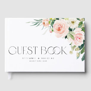 Watercolor Pretty Garden Flowers Spring Wedding Guest Book