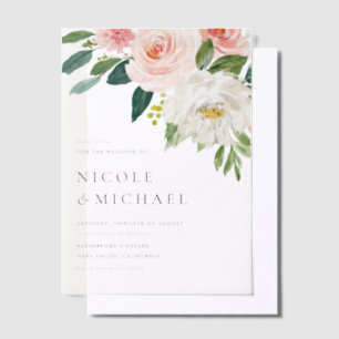 Watercolor Pretty Garden Flowers Spring Wedding Vellum Invitations