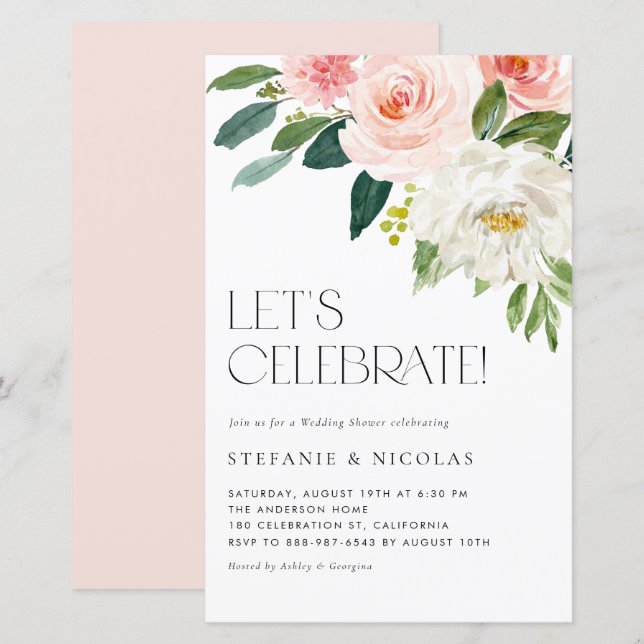 Watercolor Pretty Garden Flowers Wedding Shower (Front/Back)