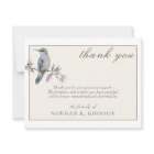 Watercolor Pretty Hummingbird Memorial Thank You