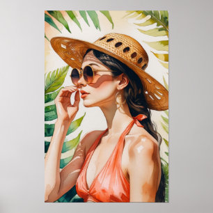 Watercolor Pretty in Peach Woman Poster