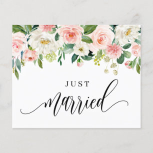 Watercolor Pretty Spring Flowers Just Married Card