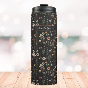 Watercolor Pretty Wildflower Pattern Personalised Thermal Tumbler