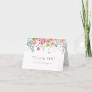 Watercolor Pretty WildFlowers Baby Boy Shower Thank You Card