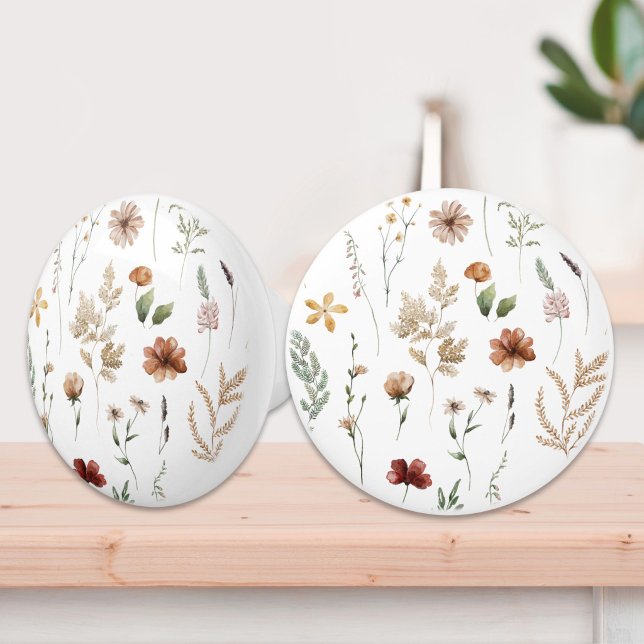 Watercolor Pretty Wildflowers Floral Pattern  Ceramic Knob (Creator Uploaded)