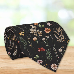 Watercolor Pretty Wildflowers Floral Pattern Tie