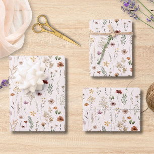 Watercolor Pretty Wildflowers Floral Pattern  Wrapping Paper Sheet