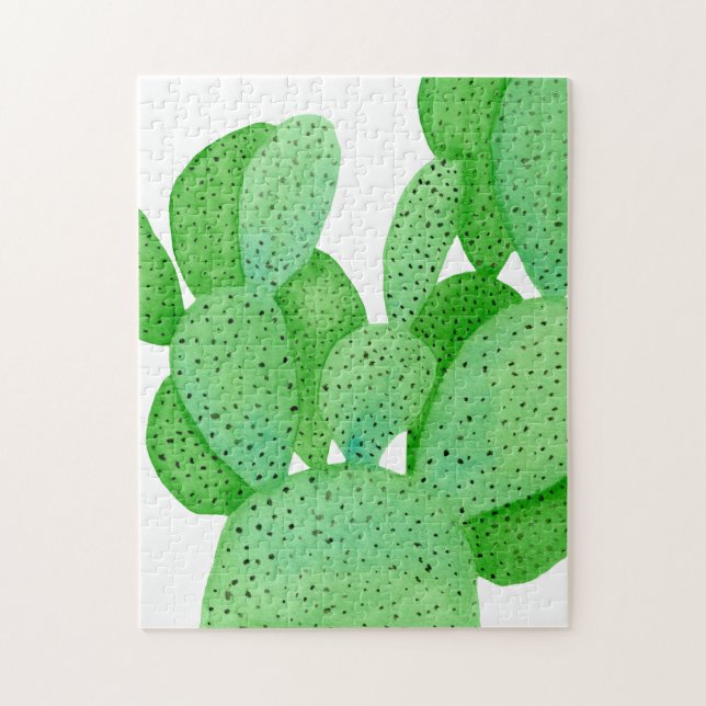 Watercolor Prickly Pear Cactus Jigsaw Puzzle (Vertical)