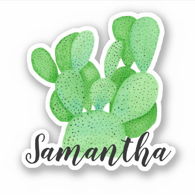 Watercolor Prickly Pear Cactus Name (Front)