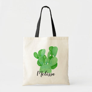 Watercolor Prickly Pear Cactus Tote Bag