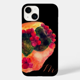 Watercolor prickly pears Cactus Monogram Case-Mate iPhone 14 Case