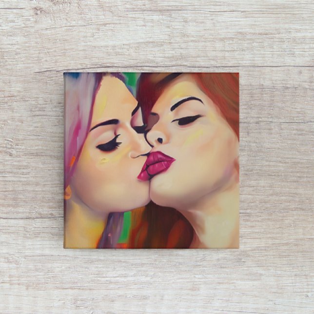  Watercolor Pride Two Women Share a Kiss Canvas Print (Creator Uploaded)