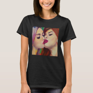 Watercolor Pride Two Women Share a Kiss T-Shirt