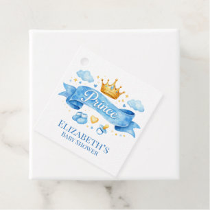 Watercolor Prince Boy Baby Shower Favour Tags