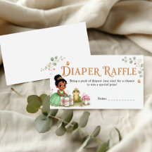 Watercolor Princess Baby Shower Diaper Raffle Tick
