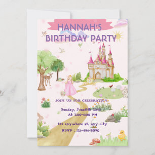 Watercolor Princess Birthday Invitation, Invitation
