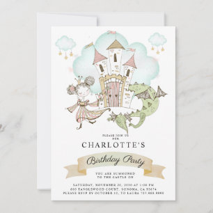 Watercolor Princess Birthday Party Invitation