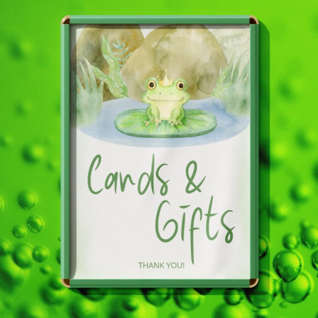 Watercolor Princess Frog Baby Shower cards & gifts Poster (Creator Uploaded)