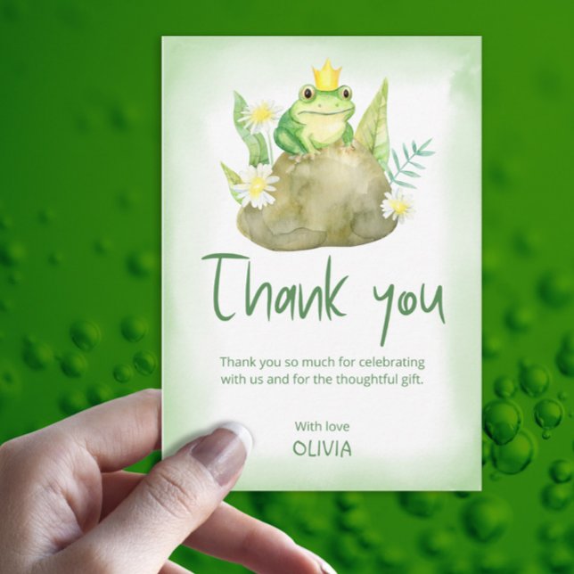 Watercolor Princess Frog Baby Shower Thank You Card (Creator Uploaded)