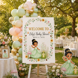 Watercolor Princess Frog Floral Baby Shower Foam