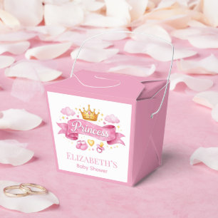 Watercolor Princess Pink Girl Baby Shower Favor Favour Box