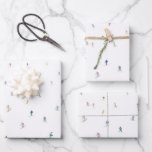 Watercolor Print Ski Snowboard Mountain Flat Wrap Wrapping Paper Sheet<br><div class="desc">A watercolor printed gift wrap featuring colourful skiers and snowboarders on the side of a snowy mountain slope,  a fun but minimalist white print with a splash of colour. A perfect gift wrap for Christmas,  any winter occasions,  or a snow lovers birthday!</div>