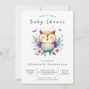 Watercolor Printable Owl Baby Shower Invitation