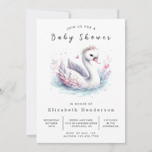 Watercolor Printable Swan Baby Shower Invitation