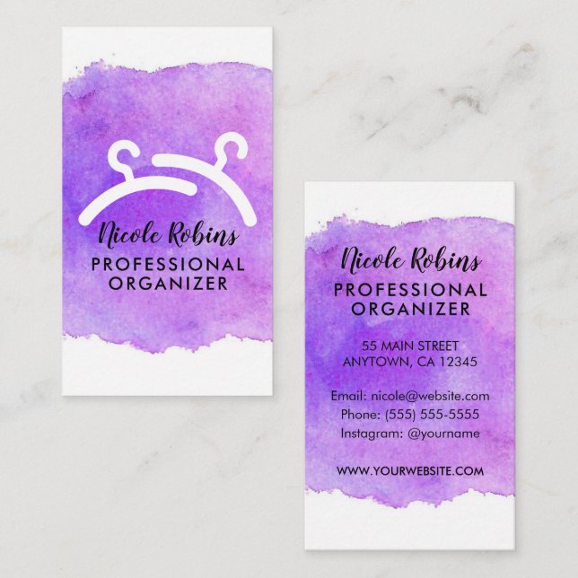 Watercolor Professional Closet Organiser Business Card (Front/Back)