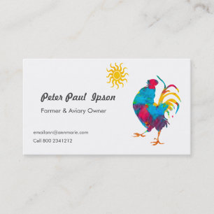 Watercolor Professional  colourful Rooster Birds Business Card