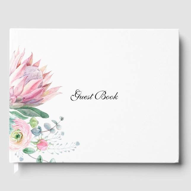 Watercolor Protea Wedding Guest Book (Front)