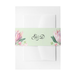 Watercolor Protea Wedding Invitation Belly Band