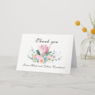 Watercolor Protea Wedding Thank You Card