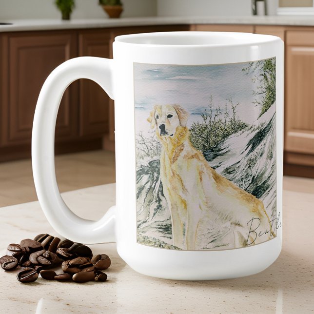 Watercolor Proud Golden Retriever Dog Personalise Coffee Mug (Creator Uploaded)