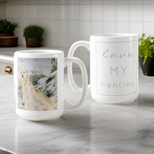 Watercolor Proud Golden Retriever Dog Personalise Coffee Mug (Creator Uploaded)