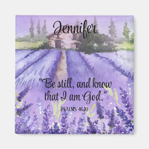 Watercolor Provence Lavender Encouraging Scripture Magnet