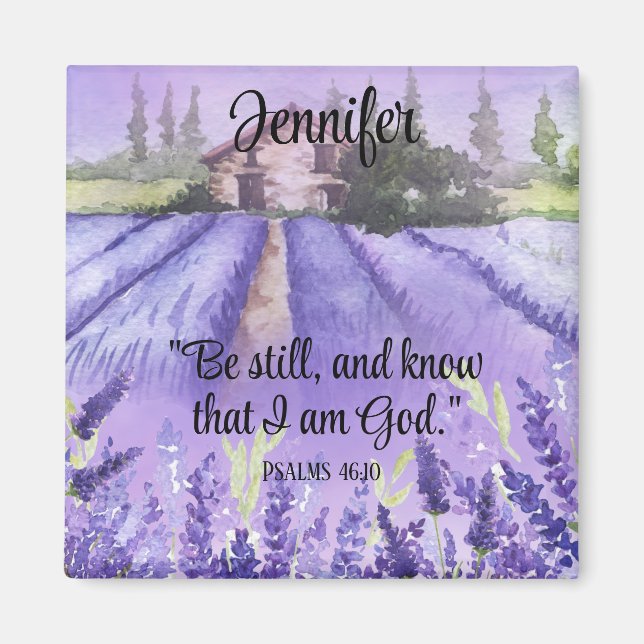 Watercolor Provence Lavender Encouraging Scripture Magnet (Front)